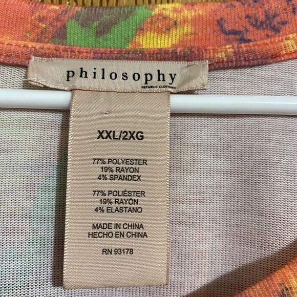 philosophy WOMEN’s VIBRANT PINK MULTI ABSTRACT PRINT TUNIC FLOWY TOP Size-XXL - Picture 5 of 5